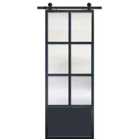 Modern French 6 Lite Cloud Barn Door, 42" X 96"