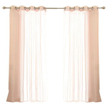 Colored Tulle Curtains, Dusty Pink, 84"