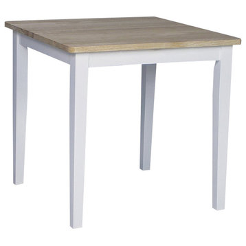 International Concepts Square Casual Dining Table in White and Natural Finish