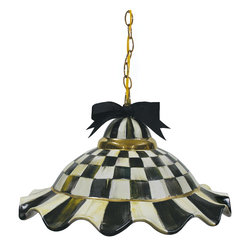Fluted Hanging Lamp - Courtly Check | MacKenzie-Childs - Pendant Lighting