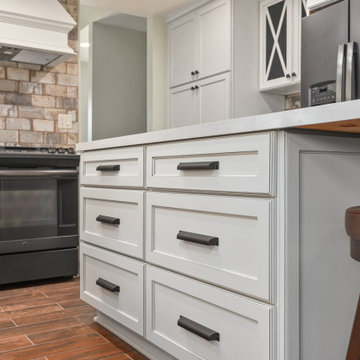 Modern White and Rustic Kitchen and Beverage Center