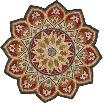 Red Sunflower Area Rug, 4' Round