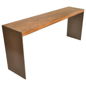 Solid Wood Tamburil Console, Metal Base