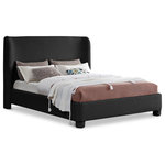 Meridian Furniture - Penny Bed, Black, Full, Boucle Fabric - Breathe new life into your bedroom decor with the Penny Boucle Fabric Full Bed. This stunning bed is upholstered in a luxurious black boucle textured fabric, adding a touch of elegance to your space. The curved headboard provides a comfortable and supportive backrest while adding a stylish focal point to your bedroom decor. Upgrade your sleeping experience with this fully upholstered bed and indulge in a peaceful night's sleep.