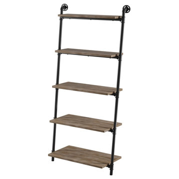 Furniture of America Binlatti Metal 5-Tier Ladder Display Shelf in Sand Black