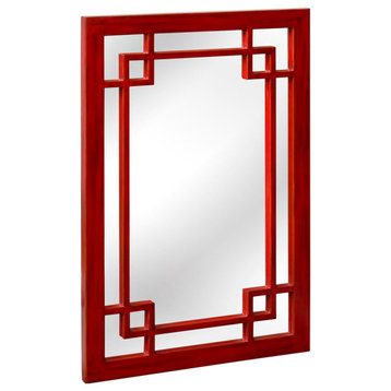Elmwood Window Panel Style Mirror, Red