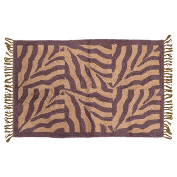 Cotton Tufted Print Rug With Fringe