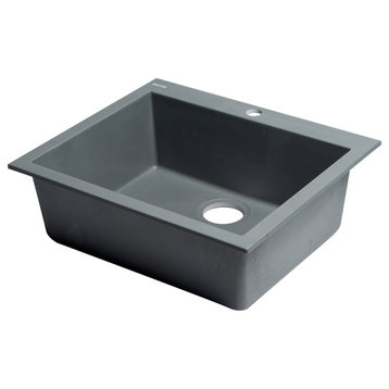 AB2420DI-T Titanium 24" Drop-In Single Bowl Granite Composite Kitchen Sink