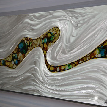 Edge of Dawn - Silver, Brown & Yellow Contemporary Metal Wall Art