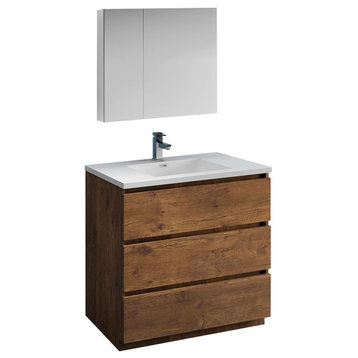 Lazzaro 36" Rosewood Free Standing Vanity Set, Livenza Faucet/Chrome