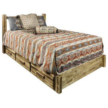 Montana Woodworks Homestead Wood Twin Platform Bed with Storage in Brown