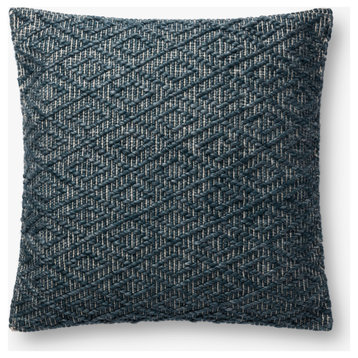 Wool Polyester Cotton Cross Weave Pillow 22"x22", Charcoal, Down/Feather