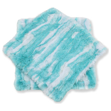 Jacquard Faux Fur Pillow Covers Set of 2, Blue Turquoise, 26'' x 26''