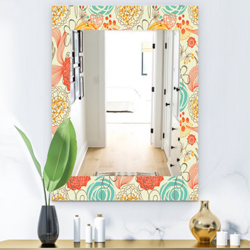 Designart Vintage Flowers 6 Midcentury Frameless Vanity Mirror, 24x32