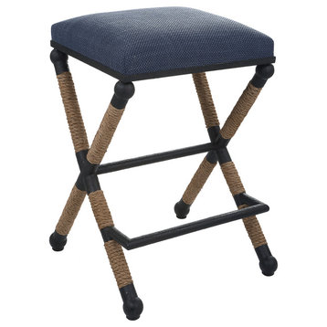 Firth Rustic Navy Counter Stool