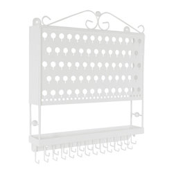 Designers Impressions - Designers Impressions JR20 Large Wall Mounted Jewelry Organizer, White - Jewelry Boxes And Organizers