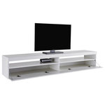 Furniture Agency - BURRATA TV Stand for TVs up to 88 inches, White - The Burrata TV stand is constructed in a rectangular shape and is more of a minimalistic product. Your television set sits on top of the base easily, and the product accommodates television sets of all sizes despite their width. It can also accommodate newer curved selections without difficulty or overhang. The bottom of the television stand provides two large drawers which are exceptional for storing items you need each day such as video games and DVDs. The top base also accommodates decorative accents such as large vases, statuary, and framed pictures of your loved ones. The product is manufactured with particleboard and has a superior italian quality.