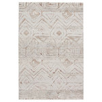 Jaipur Living - Nikki Chu by Jaipur Living Kalindi Tribal Cream/Taupe Area Rug 7'10"x10'6" - The Malilla by Nikki Chu showcases a glamorous, eye-catching sheen that boldly complements the globally inspired motifs. The captivating geometric design of the Kalindi rug anchors a space with patterned panache, while the neutral cream, gray, taupe, and bronze color offers a grounding tone to any style decor. This power-loomed rug features metallic polyester fibers blended with stain-resistant polypropylene for a brilliant luster from various perspectives.