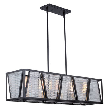 Oslo 5L Linear Chandelier Black with Natural Brass
