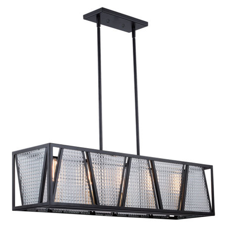 Oslo 5L Linear Chandelier Black with Natural Brass