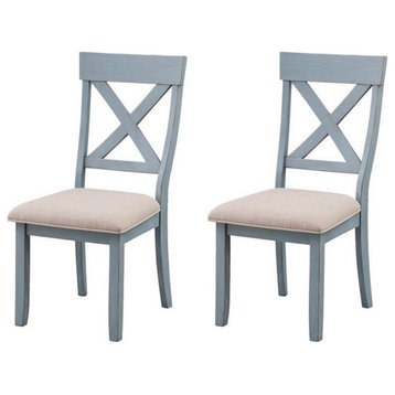 Coast To Coast Imports Bar Harbor Solid Wood Blue Dining Chairs (Set of 2)