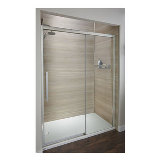 DreamLine SHDR6160762G-09 Enigma-XO 56-60W x 76H Frameless Smoke Grey Glass Sliding Shower Door in Satin Black