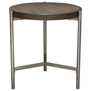 Diamond Sofa Atwood 22" Round End Table With Gray Oak Veneer Top