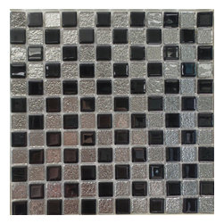 GL Stone Tile - Black and Silver Glass Mosaic Tile, 11 Sheets - Mosaic Tile