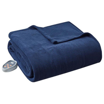 100% Polyester Solid Textured Fleece Heated Blanket Br54-3258