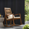 GDF Studio Monterey Outdoor Wood Rocking Chair, Cream Cushion, Single Chair