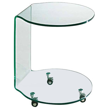 Bent Glass End Table, Clear Glass