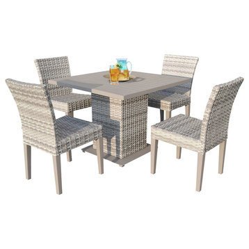 Fairmont 40" Square Patio Dining Table with 4 Armless Chairs in Vanilla Cream