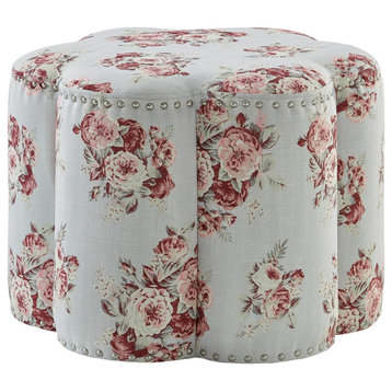 Rustic Manor Cielo Ottoman, Upholstered, Linen, Manor Floral