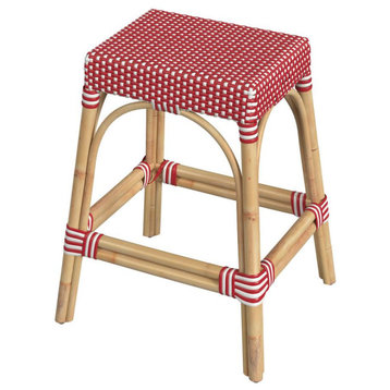 Butler Specialty Robias 24.5 Rattan Red and White Counter Stool