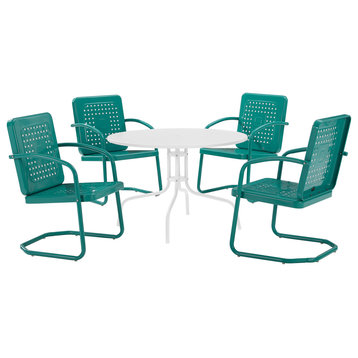 Bates 5-Piece Outdoor Dining Set, Turquoise Gloss