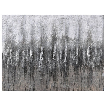 Gray Frequency Abstract Textured Metallic Hand Painted Wall Art