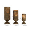 Brown Metal Eclectic Lantern Set of 3 9", 13", 16"H