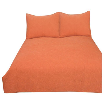 Tache Tuscany Sunrise Orange Floral Bedspread, California King