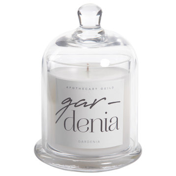 Gardenia Scented Candle Jar With Glass Dome
