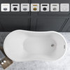 54" Freestanding Acrylic Soaking Bathtub, White/Brushed Nickel