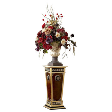Low Flower Stand Pedestal With Bronze and Black Accents