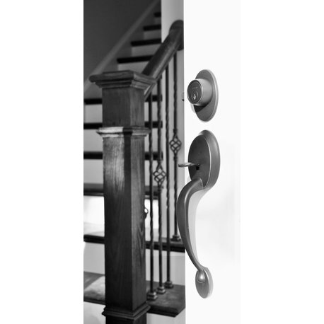 Callan Colton Single Cylinder Handleset in Satin Nickel finish, Black, Single Cylinder Handle Set