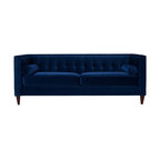 Jack 84" Modern Tuxedo Tufted Sofa, Navy Blue Velvet