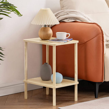 Rectangular 2 Tier End Table with Storage Shelf