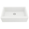 Karran All-in-One Farmhouse Quartz 34-in Single Bowl Sink, White With Faucet