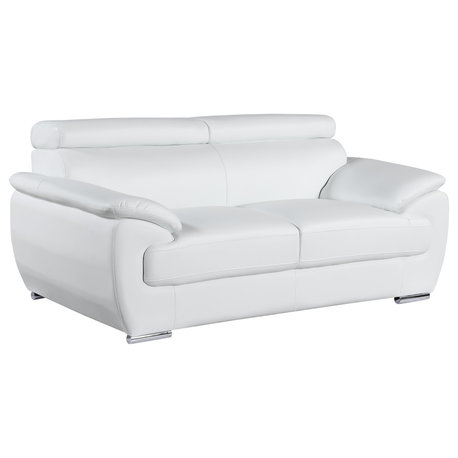 Nestore Premium Genuine Leather Match Loveseat White