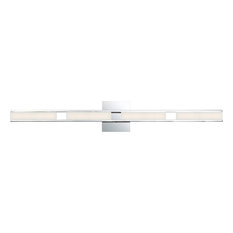 Fanton 40.5" 104W 4 LED Wall Sconce, Chrome, Frosted Acrylic Glass