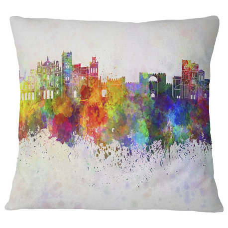 Avila Skyline Cityscape Throw Pillow, 18"x18"