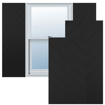 True Fit PVC Diagonal Slat Modern Style Fixed Mount Shutters, 12"Wx35"H, Black