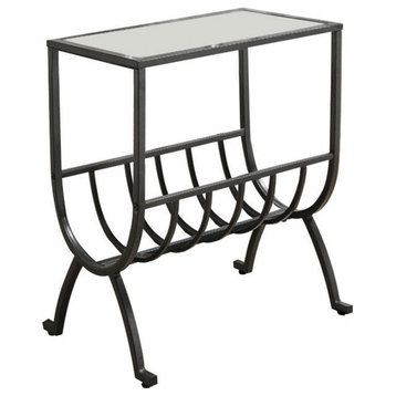 Accent Table, Stardust Brown Metal With Tempered Glass